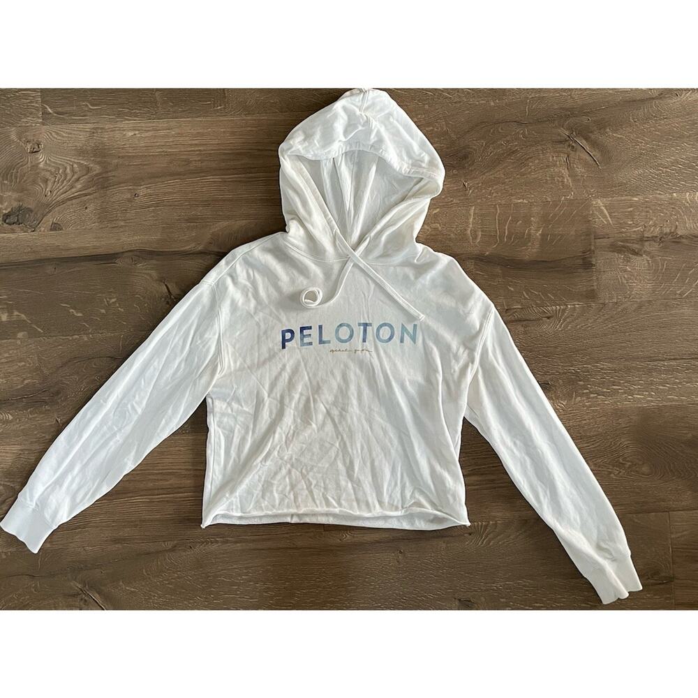 Rare Spiritual Gangster x Peloton Serena Cropped White Hoodie Cycling Athletic S